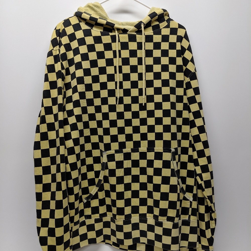 yellow + black checkerd hoodie
